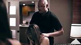 Dad secretly joins his daughter and her girlfriend for an FFM threesome - watch it all on Freetaboo net