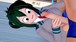 穿着校服的Froppy在成熟的动漫中从护士那里得到手淫