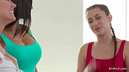 Stepdaughter and mom team up for steamy lesbian action
