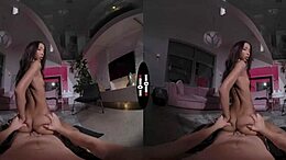 VR pornó borotvált punci rajongókkal egy sötét szobában