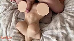 Femdom with a sex doll and numbing cream: a kinky game