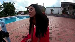 Public sex: Latina babe pleasures herself for her lover