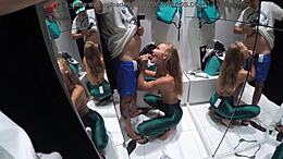 Sasha Bikeyeva's passionate blowjob in a store dressing room