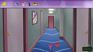 Animated MILF tied up in laundry room, orgasms from cunnilingus
