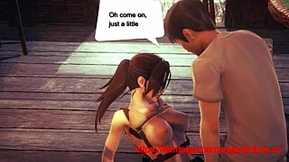 Lara Croft animated hentai manga video features her engaging in sexual activities with a man.