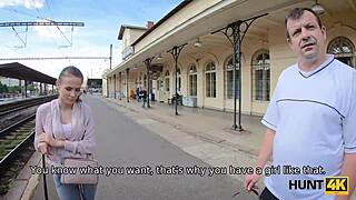 Lucky European man has sex with a young woman for money