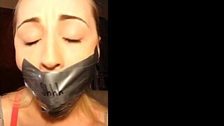 Amateur couple's BDSM tape with ball gagging and gagging