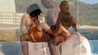 Black couple exploring intimacy and pleasure through handjob