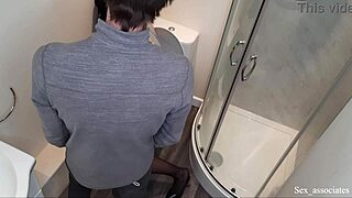 Young petite girl gets a surprise handjob and blowjob at a house party