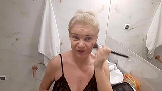 Jenny, the blonde bombshell, preps for a night of disco