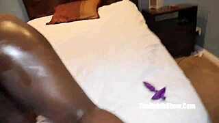 Chocolate beauty indulges in solo playtime