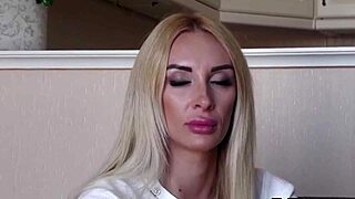 A blonde performs a porn audition and reveals her body.