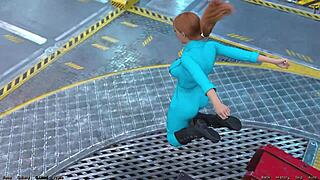 3D cartoon space adventure with red-haired Haylee and her curvaceous body