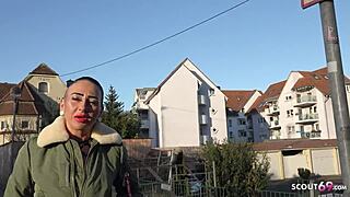 German femdom teen Katharina piss and fuck on street