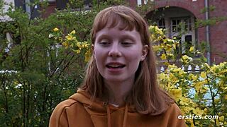 A beautiful Norwegian woman with natural breasts masturbates and rubs her hairy vagina