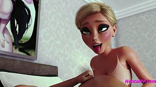 3D animated hentai with a blonde futanari and her family having sex