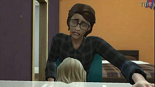 Stepmother with big breast having sex with her stepson who is a nerd