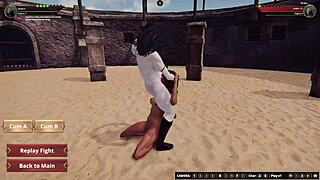 Draka and Greta engage in intense lesbian fighting and oral sex in 3D