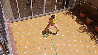 Caught in the act: amateur couple gets watched while peeing outdoors