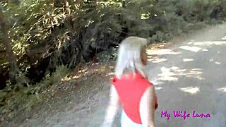 Housewife Luna enjoys outdoor sex with big cock lover