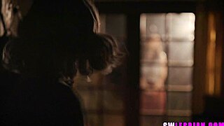 Two beautiful girls with natural breasts have a hot lesbian experience
