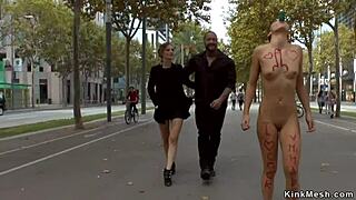 Public humiliation and rough sex with a hot brunette