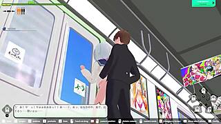 Anime game features hot elevator scenes and cumshots