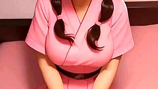 Young Asian college girl attends an office party and gets naughty
