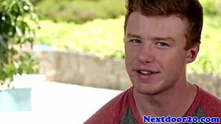 Redheaded hunk’s solo performance with masturbation