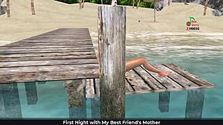 Cute girl's beach masturbation in animated 3D porn video