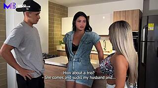 Big ass Latina MILFs swallow milk and take turns riding