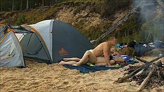 Amateur couple's naughty beach party on a desert island