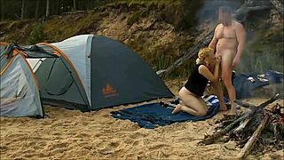 Amateur couple's naughty beach party on a desert island