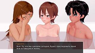 Freesome with a hot Asian babe in a bathroom bath