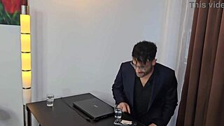 Slutty employee gets double penetration and facial from coworkers