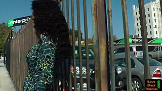 Beautiful solo performance of an ebony transsexual with a pierced cock