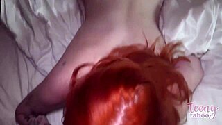 Redhead babysitter gets creampied in strawberry fields mission