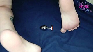 Beautiful woman with perfect figure enjoys anal pleasure with carrots