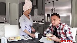 Sensual housewife serves up hot breakfast and anal sex