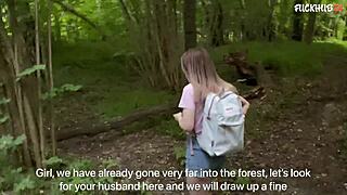 Pretty blonde gets big dick in outdoor sex in Russian porn video