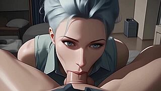 Blue-haired beauty’s intense blowjob skills will impress