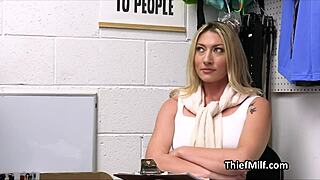 blonde cougar craves officer's thick cock on office desk