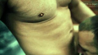 Two mature men fucking bareback in a Moscow garage story