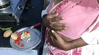 Amateur Indian couple gets wild in the kitchen