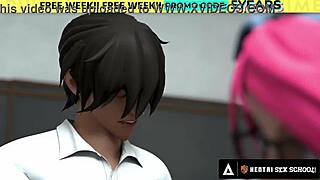 Hentai Szex Egyetem - Nagy mellű tanárnő vad creampie technikákat mutat a kanos diákoknak az órán!