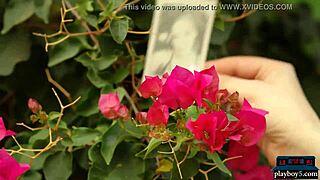 Kromme blonde milf babe maakt buiten selfies