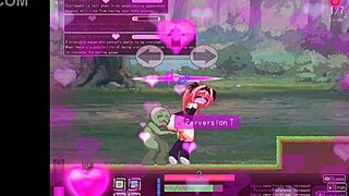 red haired girl fucks green men in hentai game