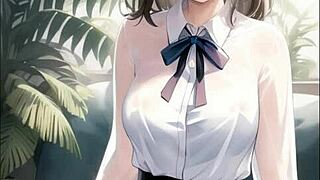 AI Illustration of Busty Anime Girl with Huge Boobs