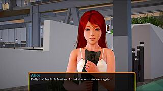 redhead plays game with small tits