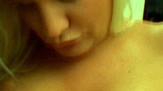 hot blonde gives a sloppy blowjob